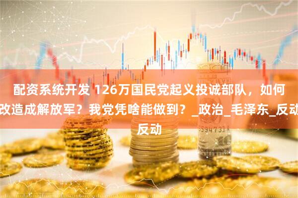 配资系统开发 126万国民党起义投诚部队，如何改造成解放军？我党凭啥能做到？_政治_毛泽东_反动